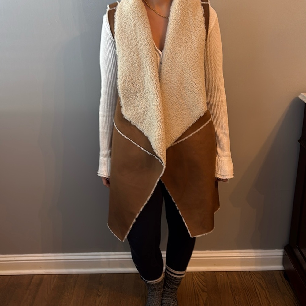 Sherpa and Faux suede long vest
